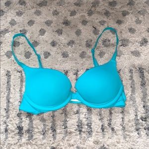 Bright turquoise lightly padded push-up bra